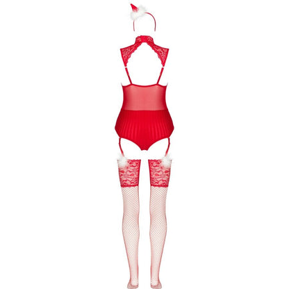 Livco corsetti fashion - limpid snowflakes lc 90604 body + calze + cerchietto natalizio l/xl