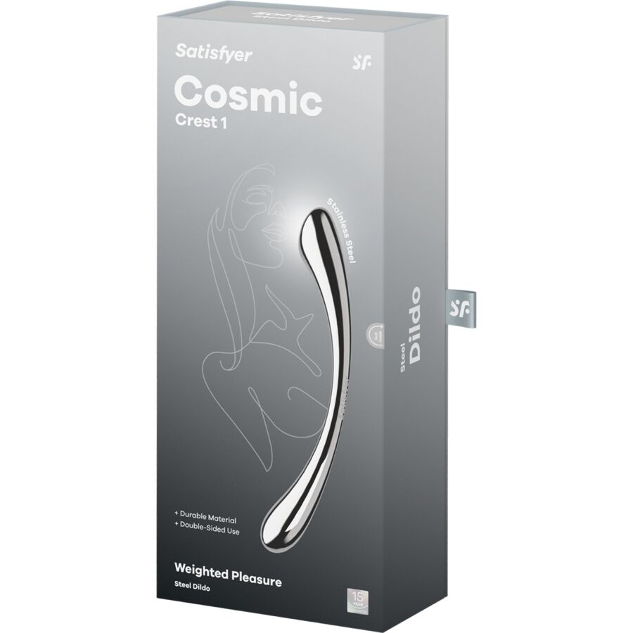 Satisfyer - dildo a doppia estremità in acciaio inox cosmic crest 1