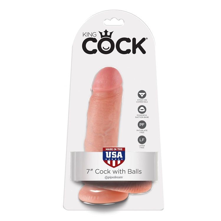 King cock 7 "cock carne con palline 17,8 cm