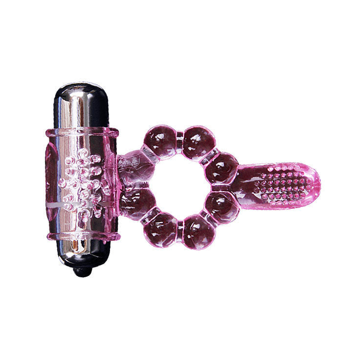 Anillo silicona 10 ritmos  lengua con vibracion rosa