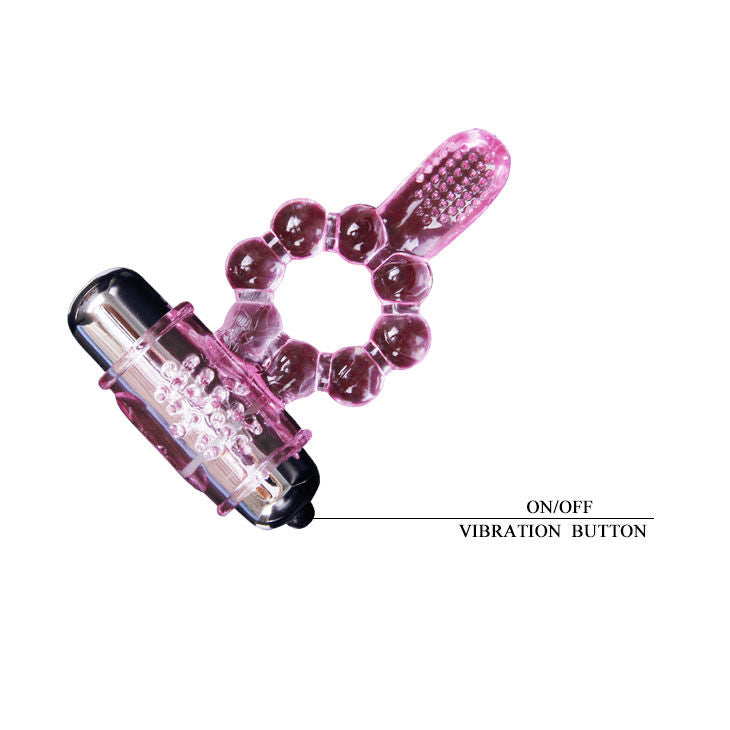 Anillo silicona 10 ritmos  lengua con vibracion rosa