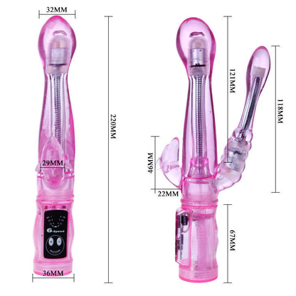 Vibratore Rabbit BAILE VIBRATORS con stimolatore Anale Viola Trasparante