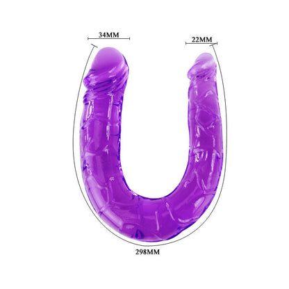 Dildo doble en gelatina flexible lila