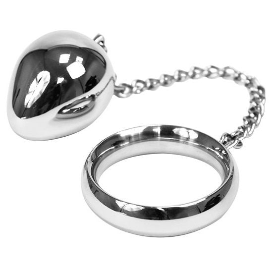 Cock ring in metallo 50mm + cadena con bola metal