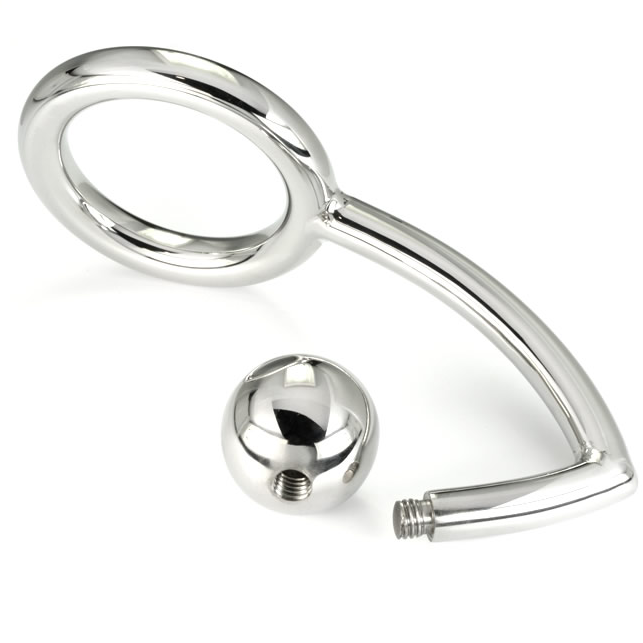 Cock Ring Metal Hard in Acciaio con Analbead Argento