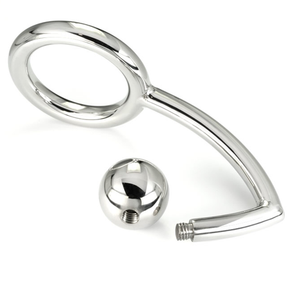 Cock Ring Metal Hard in Acciaio con Analbead Argento