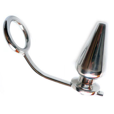 Anello per il pene in metallo con spina anale 45x50 mm
