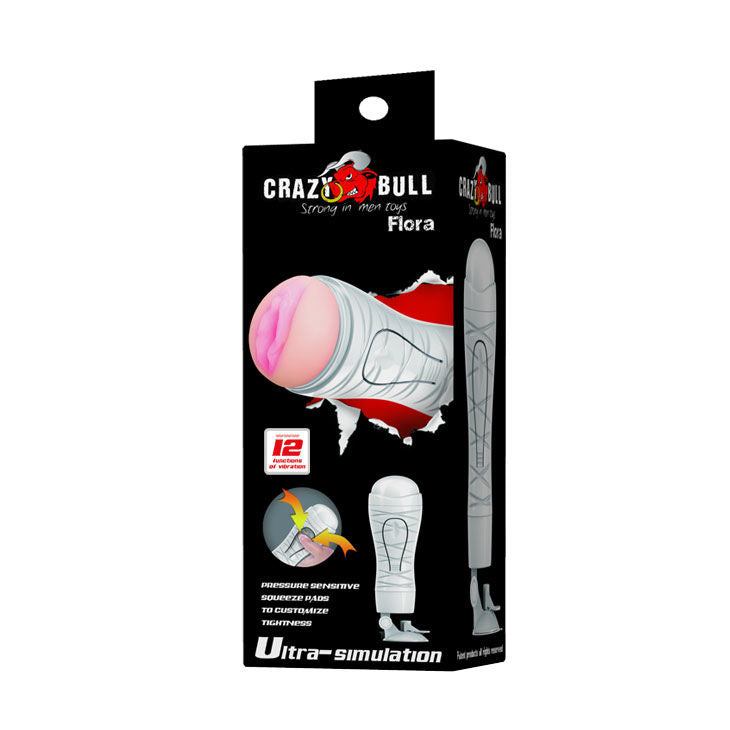 Masturbatore Uomo Crazy Bull Flora Bianco vibrante