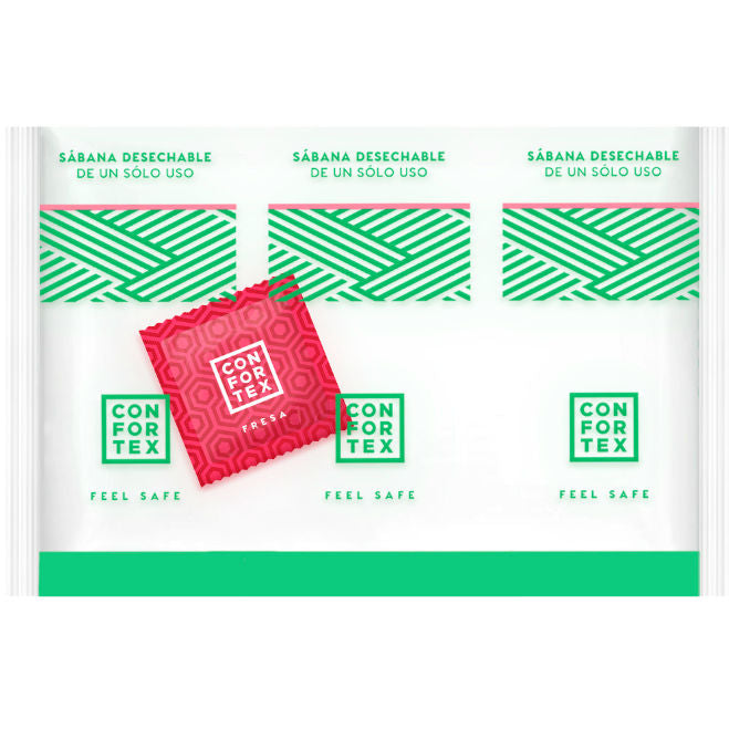 Lenzuola igienica monouso confortex, sacca singola + preservativo fragola confortex