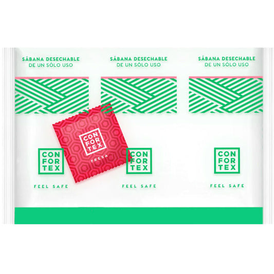 Lenzuola igienica monouso confortex, sacca singola + preservativo fragola confortex
