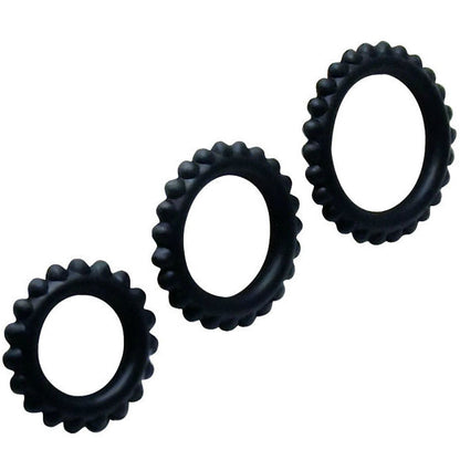 Baile  titan set 3pcs cock ring black 2.8 + 2.4 + 1.9 cm
