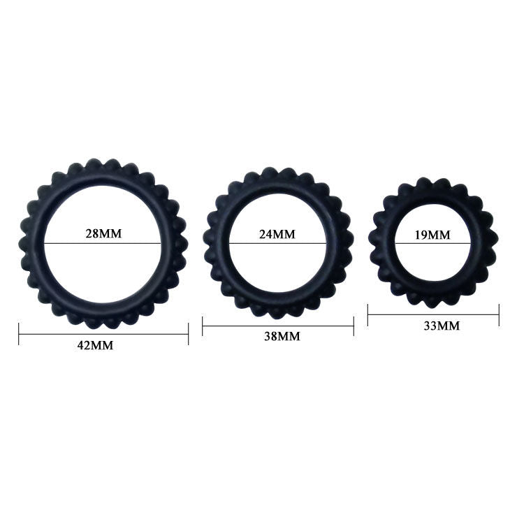 Baile  titan set 3pcs cock ring black 2.8 + 2.4 + 1.9 cm