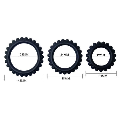 Baile  titan set 3pcs cock ring black 2.8 + 2.4 + 1.9 cm