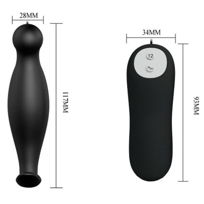 Pretty love plug anal silicona  12 modos vibracion  negro