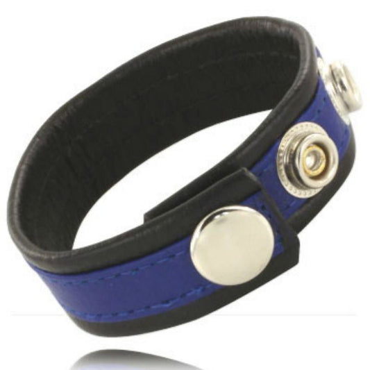 Corpo in pelle e cinturino con moschettoni - nero e blu