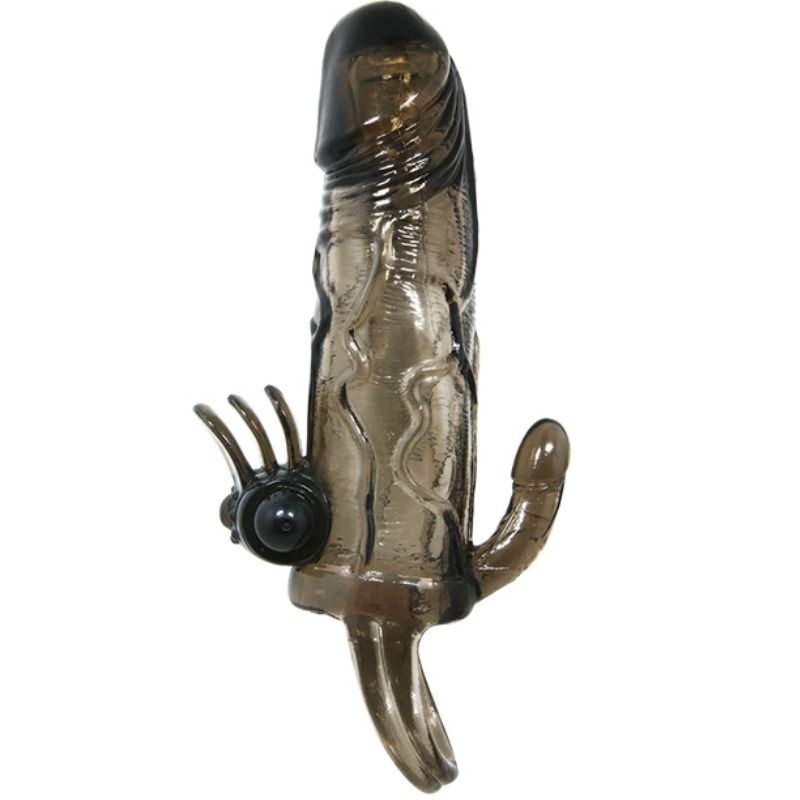 Brave man funda pene anal y clitoris vibrador 16.5 cm negro
