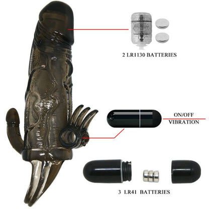 Brave man funda pene anal y clitoris vibrador 16.5 cm negro