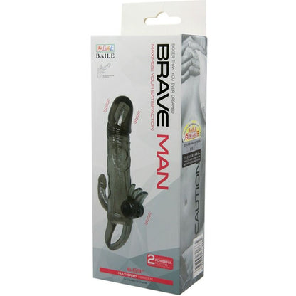 Brave man funda pene anal y clitoris vibrador 16.5 cm negro