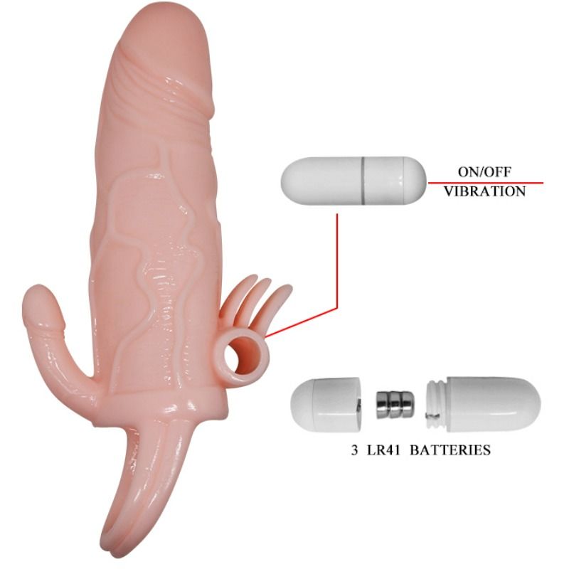 Brave man funda pene anal y clitoris vibrador 16.5 cm natural