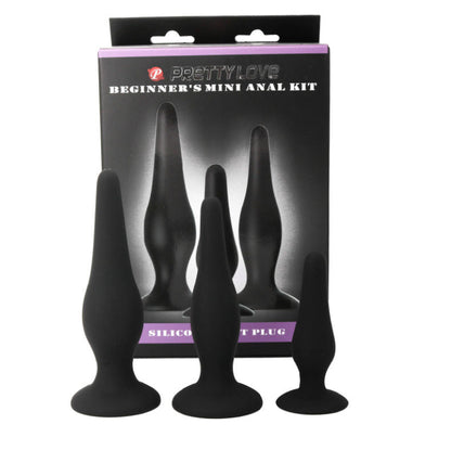 Pretty bottom - kit anale per principianti tappi in silicone