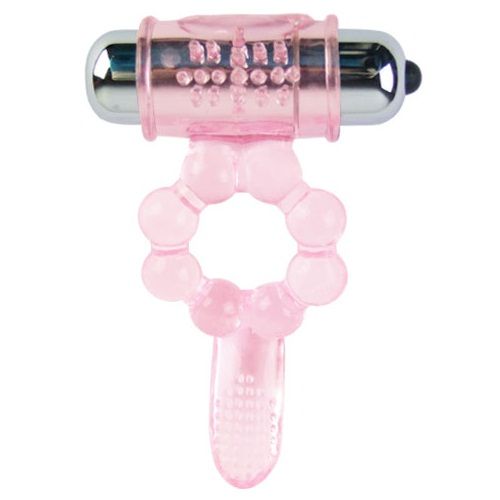 Anillo silicona 10 ritmos  lengua con vibracion rosa