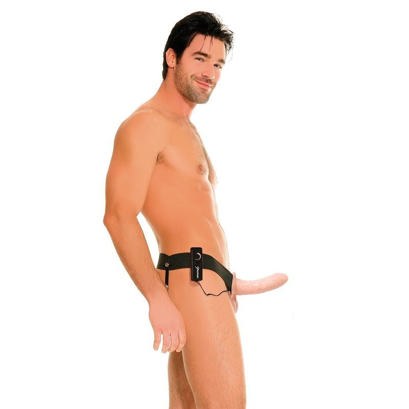 Fetish hollow vibrator harness per lui e lei naturale 14cm