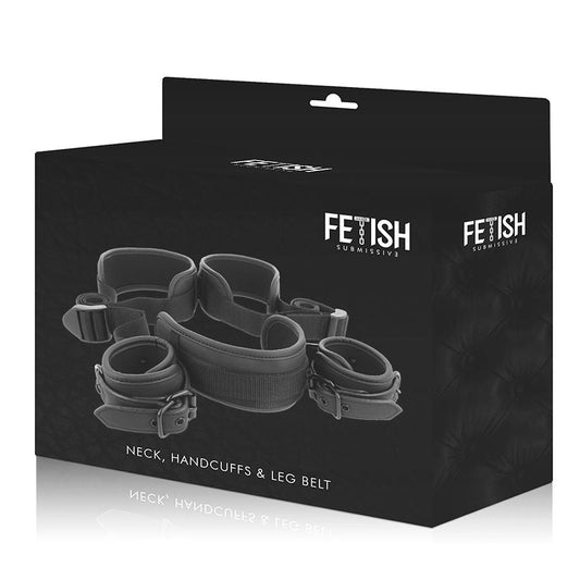 Attrezzature e corde Fetish submissive con polsiere, collare e cintura per le gambe