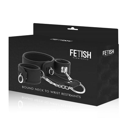 Collare Fetish submissive con manette e catena in metallo