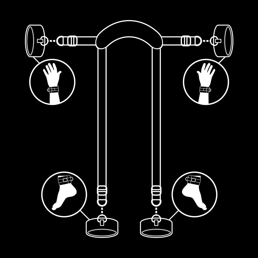 Attrezzature e corde Fetish submissive posizione master con 4 manette
