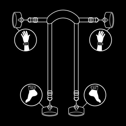 Attrezzature e corde Fetish submissive posizione master con 4 manette