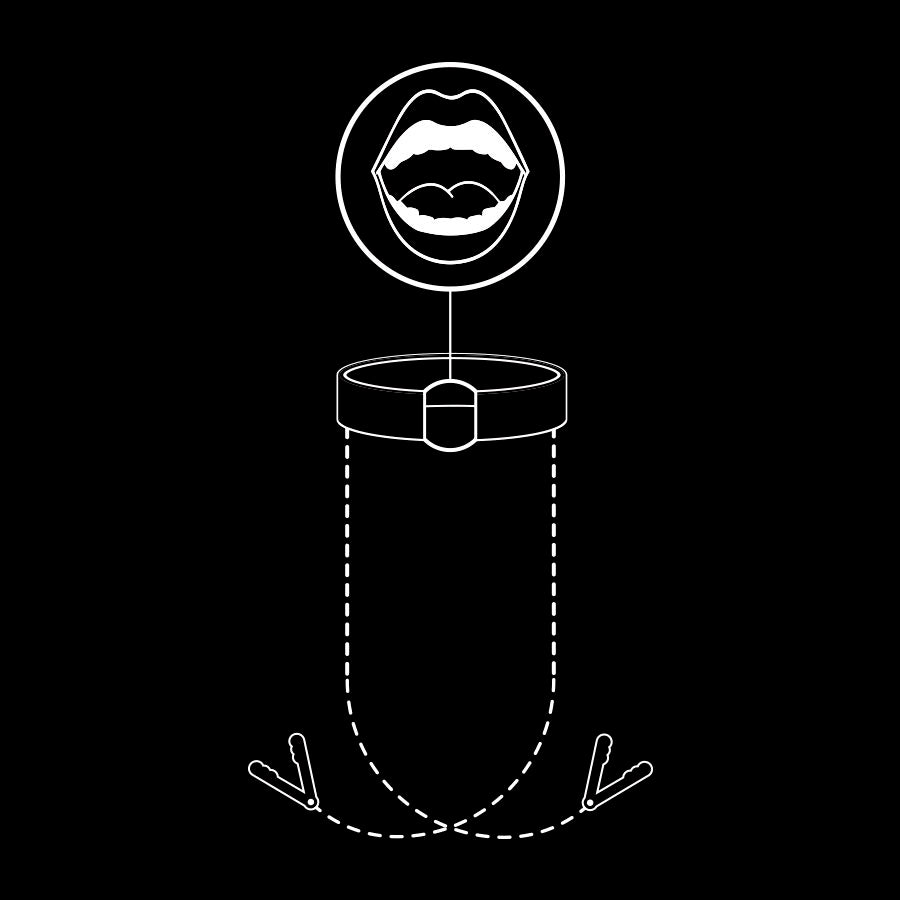 Fetish submissive anilla mordaza con pinzas para pezones