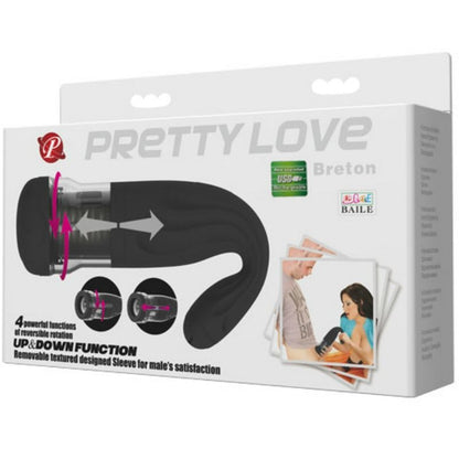 Masturbatori uomo Pretty love Breton nero con cavo usb