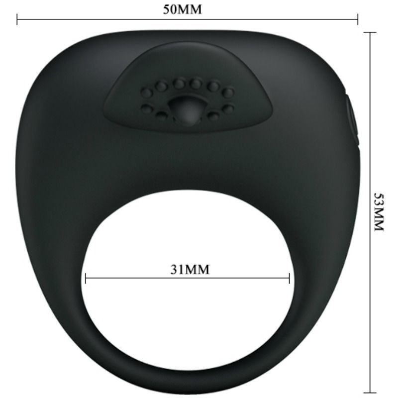 Anello vibrante Pretty Love con lingua Nero