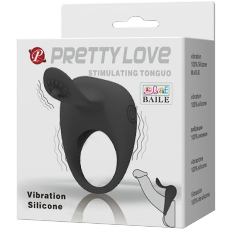 Anello vibrante Pretty Love con lingua Nero