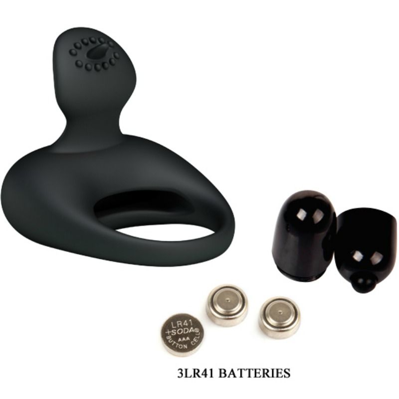 Anello vibrante Pretty Love con lingua Nero
