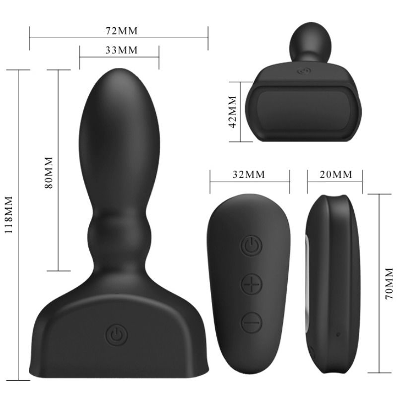Butt plug gonfiabile Pretty Love Marriel telecomandato nero