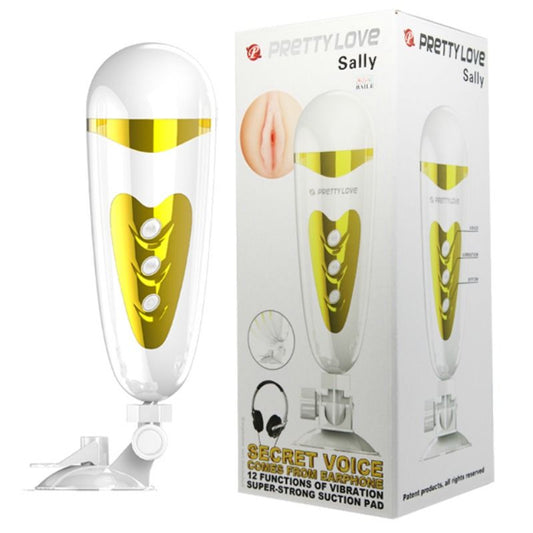 Masturbatore uomo - Pretty Love Sally con ventosa e vibrazione vagina bianco