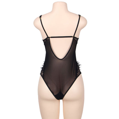 Subblime queen plus pizzo floreale e teddy nero con frange