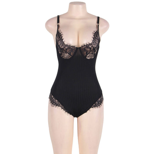 Subblime queen plus teddy con trasparenti e frange nere