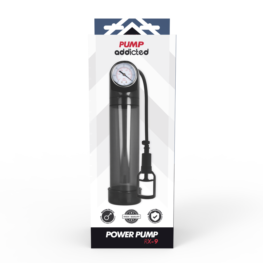 Pompe per il pene Pump addicted rx9 nero con sistema di calibrazione
