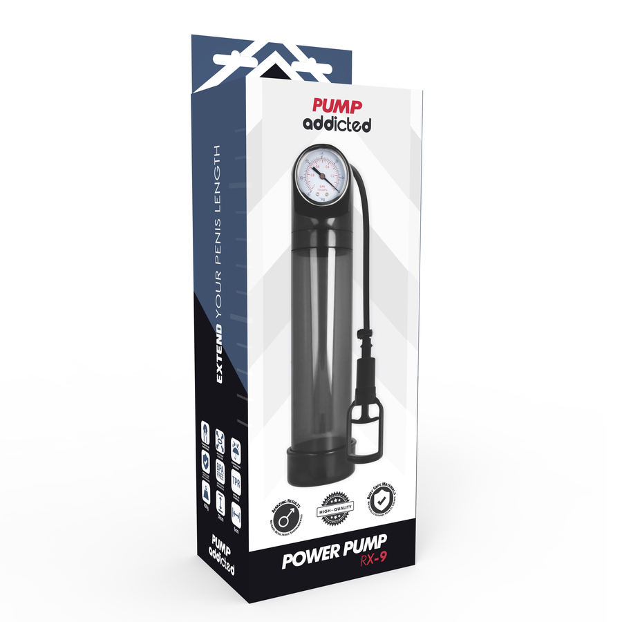 Pompe per il pene Pump addicted rx9 nero con sistema di calibrazione