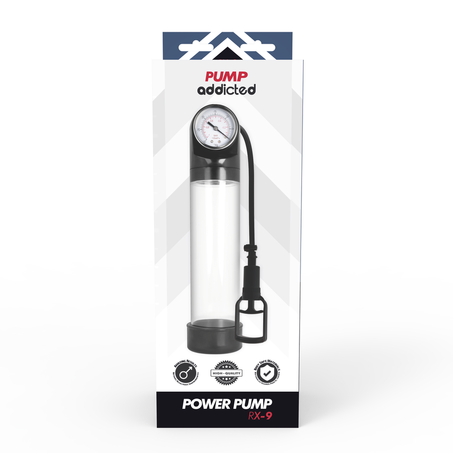 Pompe à pénis Pump Addicted RX9 transparente avec système de calibrage