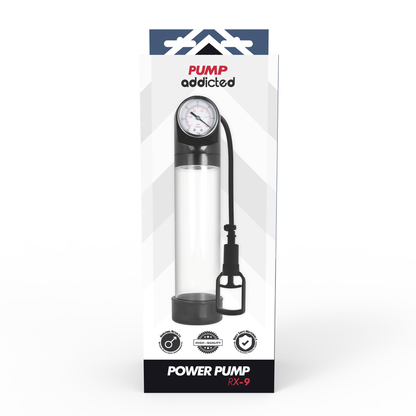 Pompe à pénis Pump Addicted RX9 transparente avec système de calibrage
