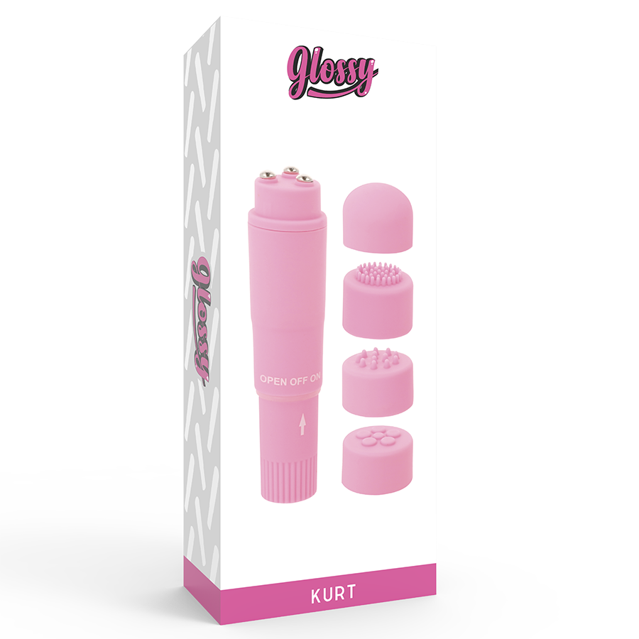 Vibratore - Glossy pocket kurt rosa testine intercambiabili