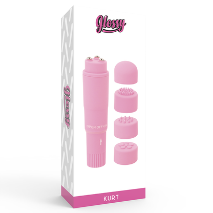 Vibratore - Glossy pocket kurt rosa testine intercambiabili