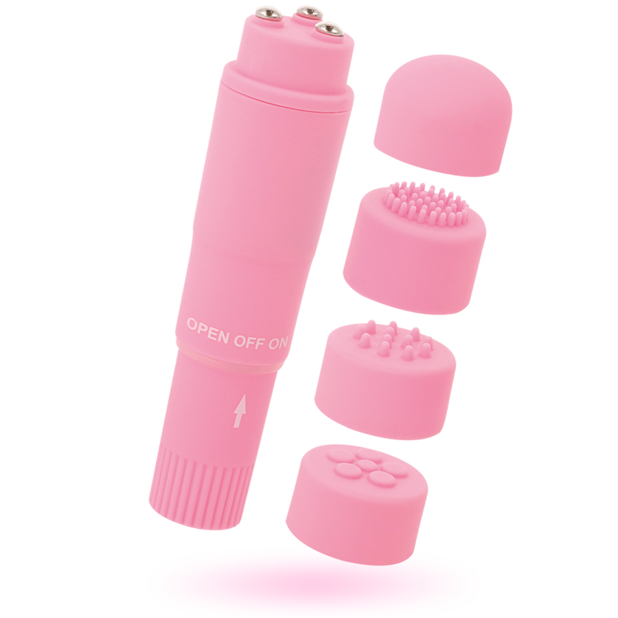 Vibratore - Glossy pocket kurt rosa testine intercambiabili