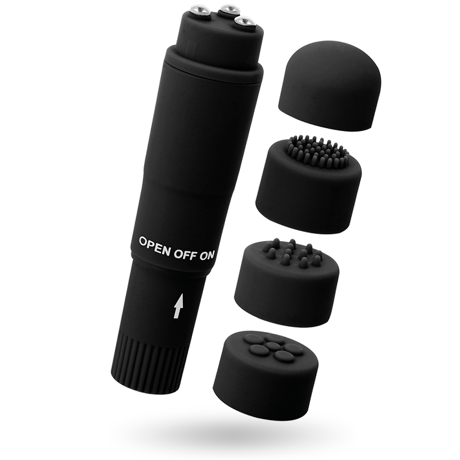 Vibratore Glossy pocket Kurt nero testine intercambiabili