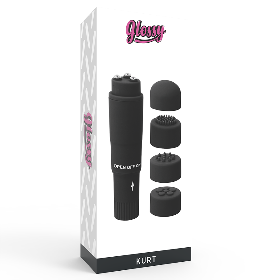 Vibratore Glossy pocket Kurt nero testine intercambiabili