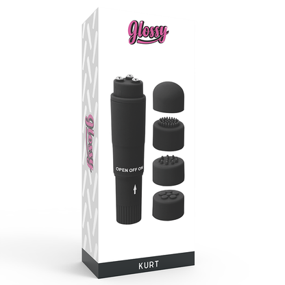 Vibratore Glossy pocket Kurt nero testine intercambiabili
