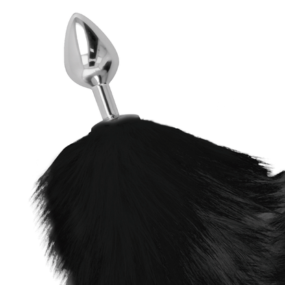 Darkness black tail butt plug silver 8cm